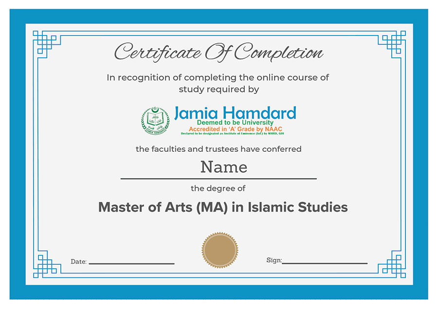 Master of Arts - Islamic Studies course from Jamia Hamdard University:
